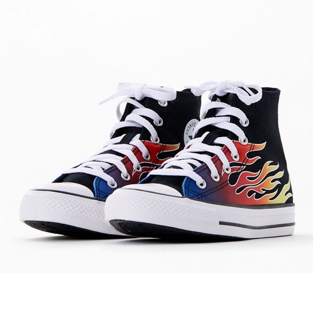 NEW Converse Kids Flame Chuck Taylor All Star High Top Black Sneakers ki…